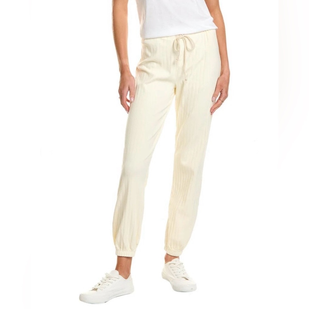 Donni Pointelle Cinch Drawstring Pant in Creme XXS/XS